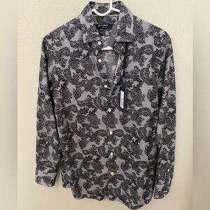 New Cremieux Black and White Paisley Men's Shirt